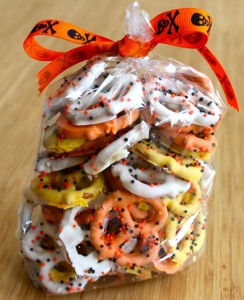 Halloween covered pretzels